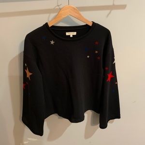 madewell black patched star sweater